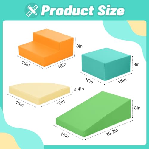 TODIBY 6-Piece Soft PU Leather Toddlers Climbing Toys, Baby Foam Climbing Blocks for Toddlers 3, Indoor Climb and Crawl Activity Play Set, Foam Play Gym Climbing Structures (Orange and Green) - style: Macaroon/Orange/Green