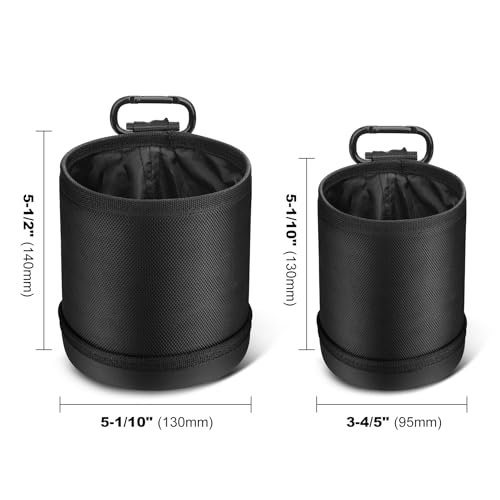 HAUTMEC 2-Piece Tool Pouch Set for Nails, Screws & Fasteners, Heavy-Duty 1680D Work Pouch with EVA Molded Base & PU Leather Lining, Drawstring Closure, Belt Hook & Clip – HT0404