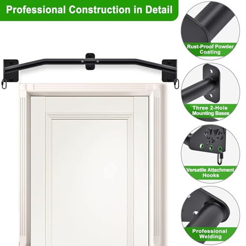 SELEWARE 32"/36" Wall Mount Pull Up Bar Joist Mount Chin Up Bar for Doorway | Heavy Duty Steel Construction Support 450 lb, w/Resistance Band Hooks, Fits 32"/36" Wall Studs for Home Gym Strength Training - size: B: 32" x 1.3" Dia Grip