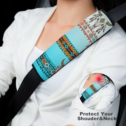 2PCS Native American Southwestern Aztec Western Car Seat Belt Pad Universal Soft and Comfortable Harness Pads Strap for Kids, Car Seats Pushchair Strollers High Chair Pushchair - color: Pattern 592