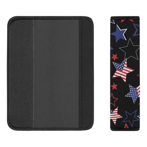 2 Pack Independence Day Patriotic American Flag Red White Blue Stars Stripes Car Seat Straps Shoulder Pads Universal Fit Neck Strap Covers for Adults And Children, All Vehicles, Pressure Relief - color: Pattern 672
