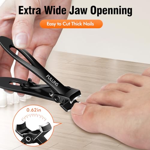 Nail Clippers for Men Thick Nails, Toenail Clippers for Thick Toenails with 16mm Wide Jaw Opening, 360 Degree Rotary Fingernail Clippers Nail Cutter Set for Seniors Long Handle Gifts for Men Women - style: 360 Degree Rotary Clippers Set