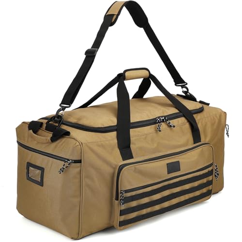 120L Extra Large Gym Duffle Bag for Men Women with Shoes Compartment Heavy Duty Tactical Sports Duffel Bag Big Football Baseball Basketball Soccer Hockey Team Equipment Bag, Brown - color: Brown