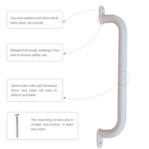 17 Inch White Playground Handles Indoor Kids Monkey Bar Ladders 6Pcs | Heavy Duty Solid Metal, Non-Slip Matte White Powder Coating, Comfy Secure Hand Grips for Playset Swing Set Climbing Frame - color: White-6pack
