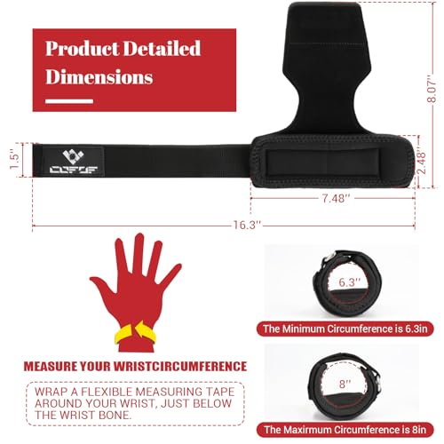 COFOF Weight Lifting Wrist Strap, Double Layer Leather Wrist Strap for Deadlift and Powerlifting, Adjustable Neoprene Padded Gym Workout Lifting Hooks (Pair) - color: Midnight Black
