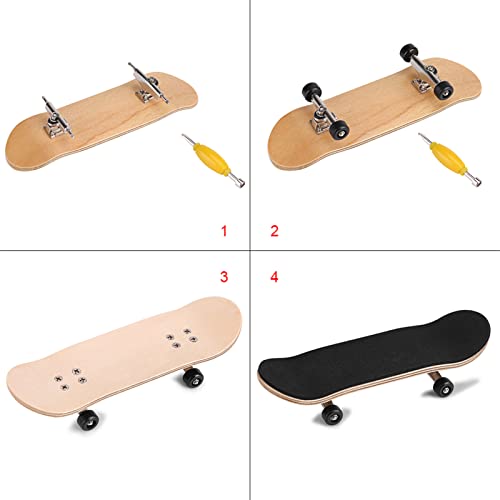 Milltrip Wooden Finger Skateboards, 1Pc Maple Wooden Alloy Fingerboard Finger Skateboards with Box Reduce Pressure Gifts (Black) - color: Black