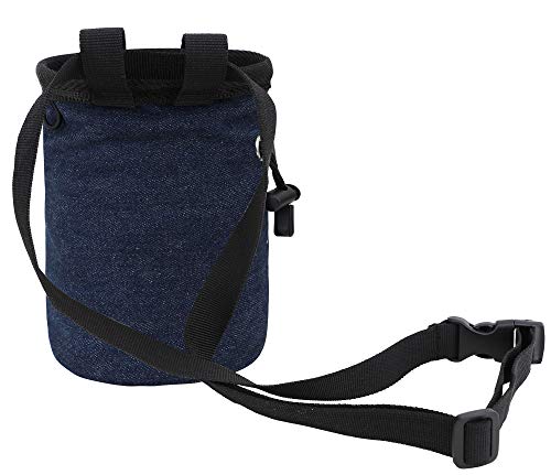 AMC Rock Climbing Panda Embroidered Chalk Bag with Zipper Pocket - color: Denim Blue