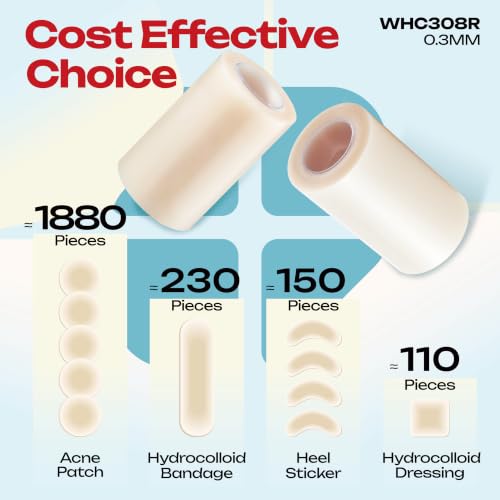 LIFARA Hydrocolloid Roll for Wound Care - Cut-to-Size, Extra Large Hydrocolloid Patch Bandages with Self-Adhesive, Waterproof, First Aid Kit Essential (3in*8ft, 11.8mils/ 0.3mm Thickness) - size: 3in*8ft, 11.8mil/ 0.3mm Thickness