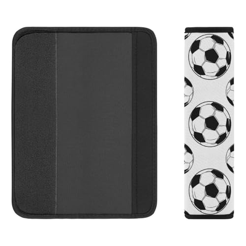 2PCS Soccer Black and White Soccer Ball Car Seat Belt Pad Breathable Shoulder Protector for Girls and Boys, Most Cars, Anti-Slip Pad - color: Pattern 595