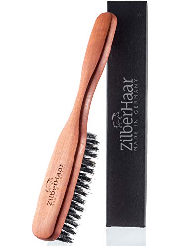 ZilberHaar Long Hair & Beard Brush - Made From Stiff First Cut Boar Bristles And Pearwood - Perfect Beard Care for Men - Works with all Beard Balms and Oils - 8.5 inches long - color: Long Stiff