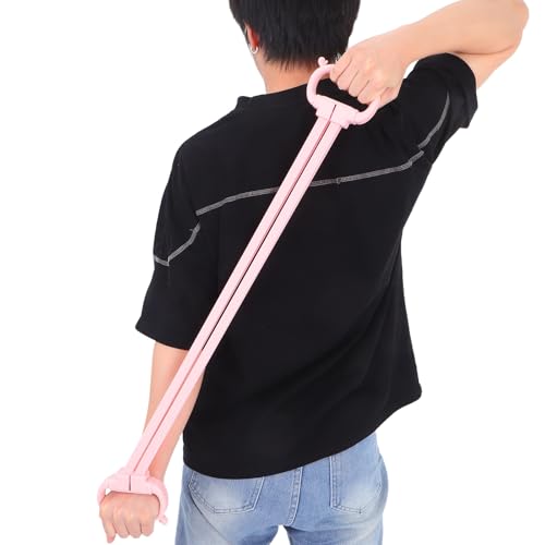 DOITOOL Figure 8 Resistance Bands Pink Elastic Back Training Rope Adjustable Strength Exercise Band for Shoulder and Arm Workout Home Fitness Equipment