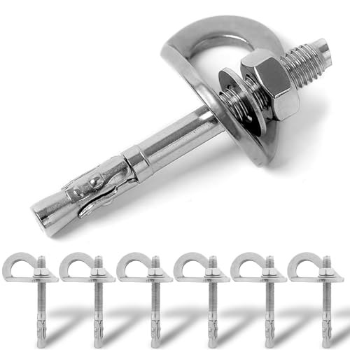 Climbing Holds Anchor Set - 6 PCS - Stainless Steel Bolt Hanger and Bolt Heavy Duty Climbing Holds Weight 2500KG for Indoor Outdoor Climb Train - size: 10MM