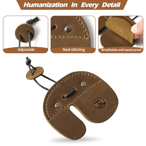 Leather Archery Finger Tabs,Handmade Archery Finger Guard for Shooting Practice Gear, Recurve Bow Fingers Tab - color: Brown