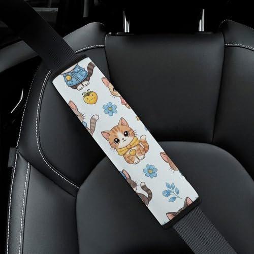 2 Pack Kitten Cats Seat Belt Cover Universal Fit Shoulder Harness Cover for Girls and Boys, Car Seats Pushchair Strollers High Chair Pushchair - color: Pattern 911