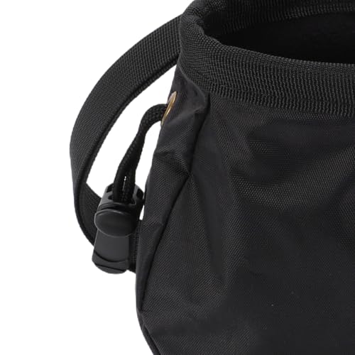 Dpofirs Adjustable Drawstring Chalk Bag for Climbing | Black Oxford Cloth Fleece Lined Pouch for Bouldering, Weightlifting, and Gym Storage