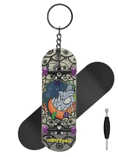 32mm Pro Fingerboard Complete Set | Bearing Wheels | 5 Ply Maple Deck | Anti Skid Grip Tape | Complimentary Tool | Concave Shape - color: Mini Finger Skateboard C : Predator Piranha