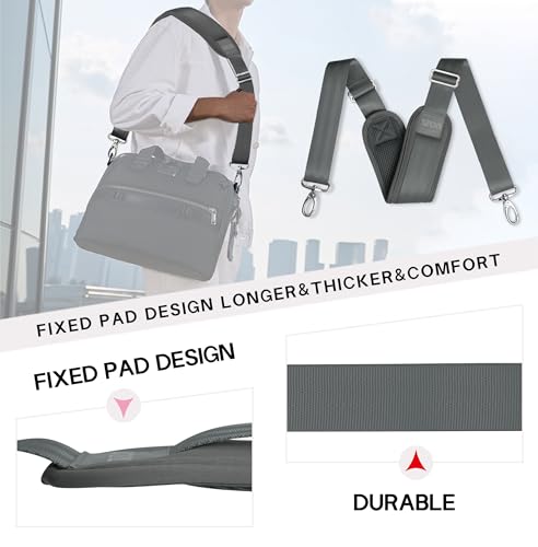 59 Inch Shoulder Straps, Soft with Ultra-Thick Fixed Shoulder Pad, Two Way Independently Adjustable Buckle Replacement Straps for Laptop Bag Messenger Bag Tool Bag Luggage,Deep Gray - color: Deep Gray, size: 59 inch