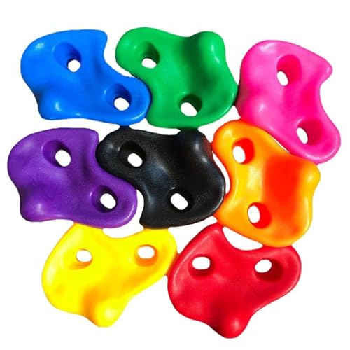 6pcs Rock Climbing Holds, Thickened PE Climbing Grips, Easy Installation for Kids Rock Wall, Pink, Green, Brown, Purple, Yellow, with Hardware