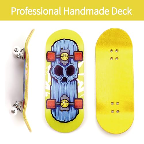36mm Pro Fingerboard with Wooden Finger Skateboard Deck Upgraded Finger Board Trucks Street Shape Bearing Wheels (Skate) - color: Skate