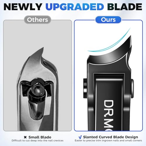 Toenail Clippers for Thick Toenails for Seniors | Heavy Duty Toe Nail Clippers for Men Thick Ingrown Nails with Wide Jaw, Slanted Curved Large Fingernail Clipper Cutter -Black - size: Big