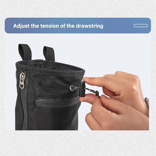 Climbing Chalk Bag Adjustable Waist Bag Strap Zippers Storage Pocket & Brush Holder, Rock Climbing Bouldering Chalk Bag