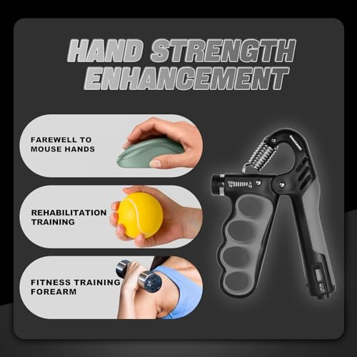 Grip Strength Trainer, Adjustable Resistance Forearm Strengthener with 11-220Lbs (5-100KG), Digital Counter, Ergonomic Hand Gripper Strengthener for Musicians, Athletes & Injury Recovery - color: Deep Gray