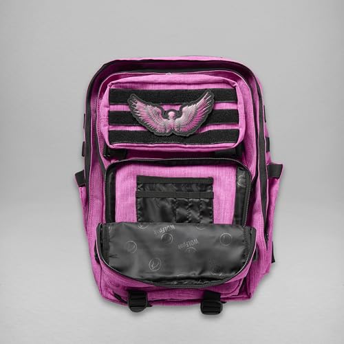 WOLFpak 35L Athletic Gym Backpack - Durable 1000D Waterproof Oxford Material with MOLLE Webbing, Laptop Pocket - color: Deathwing Pink