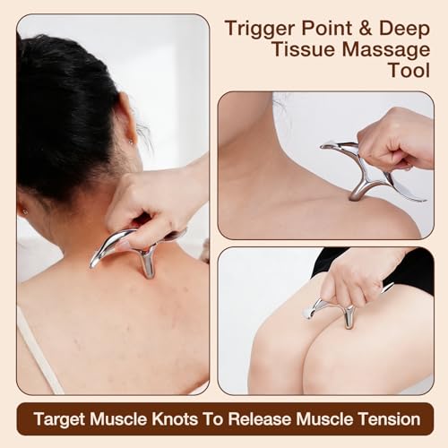 All in 1 Trigger Point Massage Tool TMJ Tension Relif Face Gua Sha | Deep Tissue Acupressure Tool Pressure Point Muscle Tension Relief Fascia Release TMJ Pain Relief Facial Neck Gua Sha Tool