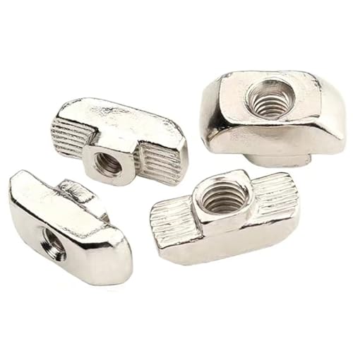 100 Pcs 3030 Series M5 T Nuts, T Slot Nut Hammer Head Fastener Nut, Nickel Plated Carbon Steel Nut for European Aluminum Profile,Drop in T Slot Nuts Assortment Kit(30-M5) - size: 30-M5(100 Pcs）