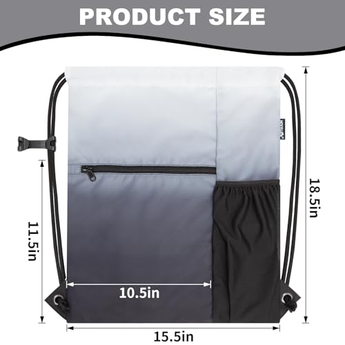 HOLYLUCK Men & Women Outdoor Sport Gym Sack Waterproof Drawstring Backpack Bag (Standard with drawstring, Gradient Black) - color: Gradient Black, style: Standard With Drawstring