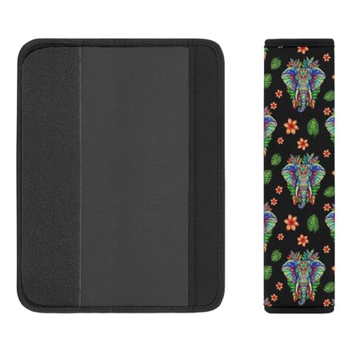 1 Pair Universal Soft and Comfortable Seat Belt Shoulder Pad for Kids, Stroller Pushchair High Chair, Tropical Elephant Boho Mandala Shoulder Protector, Anti-Slip Pad - color: Pattern 1215