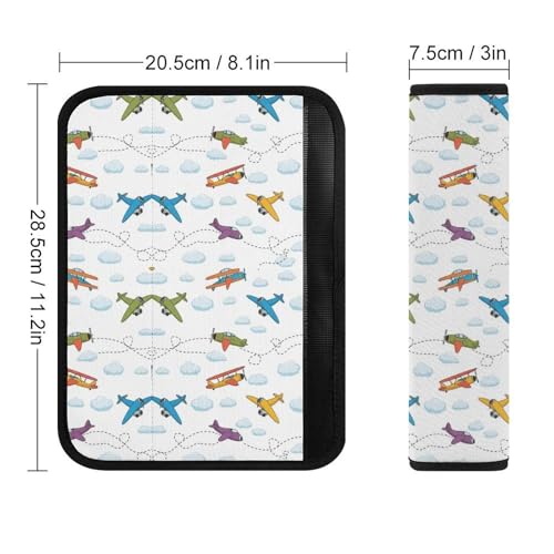 2 Pack Cute Aircraft Airplane Seat Belt Cover Universal Fit Shoulder Protector for Adults and Children, Most Cars, Comfortable Driving - color: Pattern 987