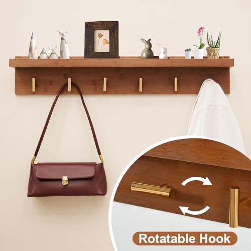 PETKABOO Hall Tree with Bench and Shoe Storage, Coat Rack Shoe Bench Set with Seat Cushion and 6 Hooks for Entryway, Hallway, Living Room and Bedroom - color: Brown, style: 39 in with hook