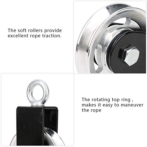 Fitness Equipment Bracket Stainless Steel Pulley, Hanging Wheel DIY Accessory, Mute Pulley with Bearing for Lifting, Rotating Top Ring and Soft Rollers, Durable Rust - Proof Fitnes