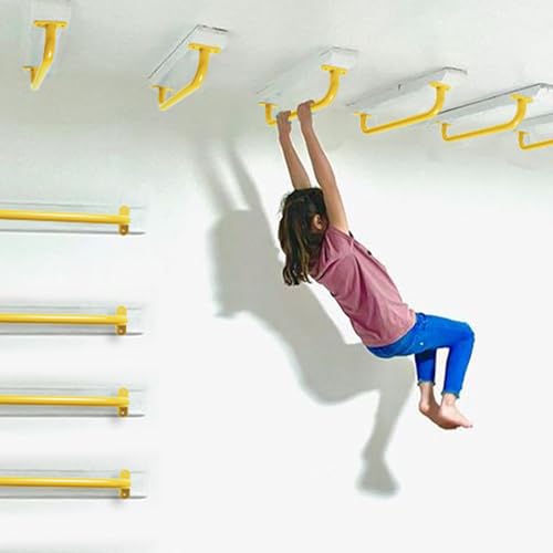17'' Yellow Playground Handles Indoor Kids Monkey Bar Ladders 6 Pack | Heavy Duty Solid Steel, Bright Color Smooth Glossy Powder Coated, Comfy Secure Handle Bar for Playset SwingSet Climbing Frame - color: Yellow