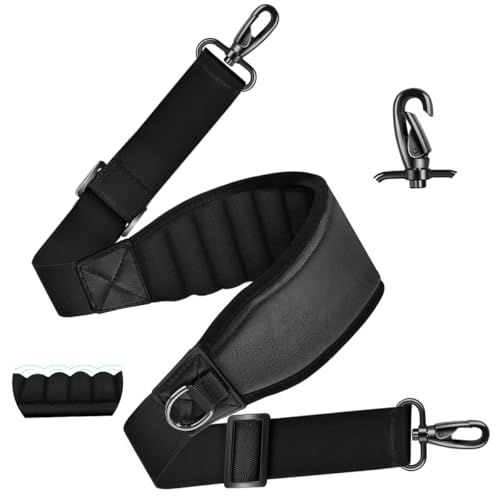 ZINZ Shoulder Strap 68" with Padded, Bag Strap with Dual Buckles and Metal Swivel Hooks for Laptop Bag, Briefcase and More - color: Black