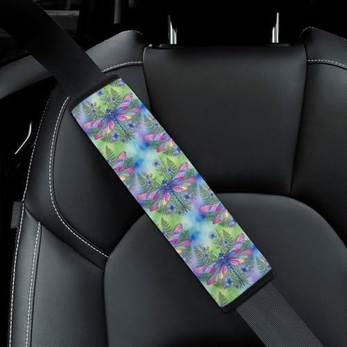 2 Pack Dragonfly Purple Flowers Seat Belt Shoulder Pad Universal Soft and Comfortable Seat Belt Covers Cushion for Kids, Most Cars, Comfortable Driving - color: Pattern 1219