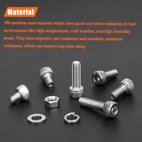 HELIFOUNER 50 Pieces M5 x 12mm, Thread Pitch 0.8mm, 304 Stainless Steel (18-8) Hex Socket Head Cap Screws, Fully Threaded - size: M5 x 12mm
