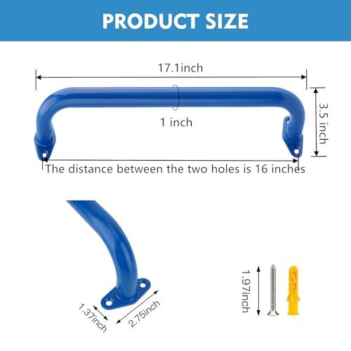 BiJun 17 Inch Monkey Bars Heavy Duty Metal Playground Handles,Blue 6 Pack | Indoor Outdoor Ceiling Grab Bars,Anti-Rust Steel,300LBS Capacity,for Backyard Climbing Frame Treehouse Wall Ladder - color: Blue-6pcs