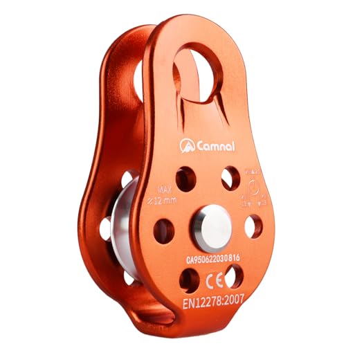 JEELAD 26kN Climbing Pulley Aluminum Alloy Rescue Pulley Single Sheave for Hauling Outdoor Zipline Climbing Rigging - color: 01 Orange - 26kN