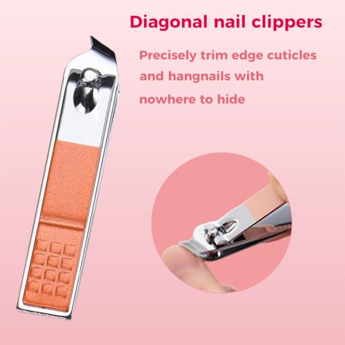 Nail Clippers Set, 10 PCS Professional Manicure Set and Pedicure Kit with Travel Case,Stocking Stuffers, Christmas Gift for Men and Women - color: Pink