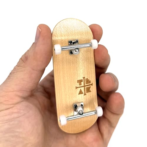 Teak Tuning 34mm Pro Fingerboard Complete - Fully Assembled with Pro Level Components - Pro Shaped Wooden Deck (34x97mm), UltraSpin Bearing Wheels, Prodigy Gen2 Trucks - Silver Heels - style: Silver Heels Edition