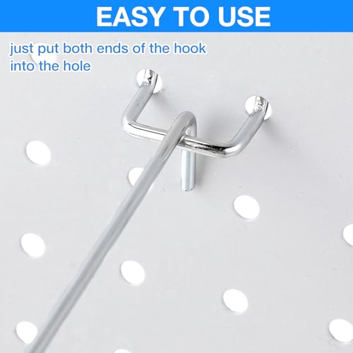 Moxweyeni 100 Pcs Pegboard Hooks Peg Board Organizer Accessories Holders Hanging Stainless Steel Display Wall Hooks for 1/8 and 1/4 Pegboard Wall for Garage Storage Tools(8 Inch) - size: 8 Inch
