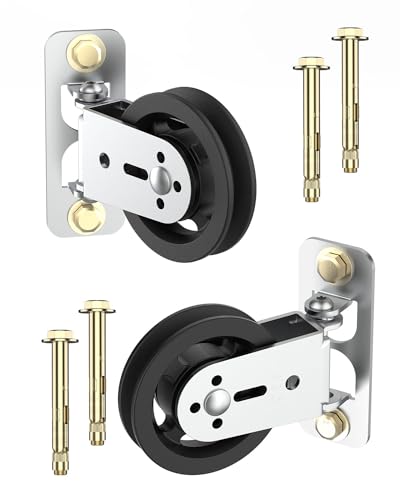 Gym Pulley Blocks, 3.5Inch/88mm Wall Mount Fixed Pulley Wheel, Upgrade Rotation 180 Degree, Load Bearing 300LBS, Heavy Duty Swivel Wheel for LAT System, DIY Fitness - style: Wall-mounted Pulley -2 Pack