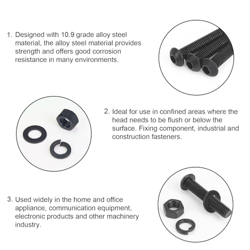 DYWISHKEY 566 Pieces M2 Black Screws, 10.9 Grade Alloy Steel M2x 4/6 /8/10 /12/16 /20mm Button Head Socket Cap Screws Bolts Nuts Washers Assortment Kit - size: M2, style: Button Head Socket Cap