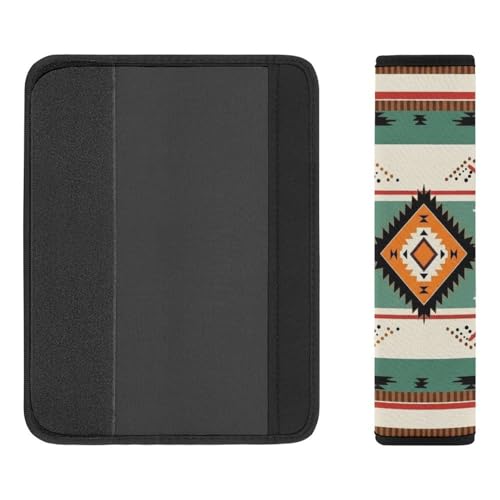 2 Pack Southwestern Boho Green Aztec Southwest Car Seat Belt Pad Soft Padded Harness Pads Strap for Child, Car Seats Pushchair Strollers High Chair Pushchair, Anti-Slip Pad - color: Pattern 975