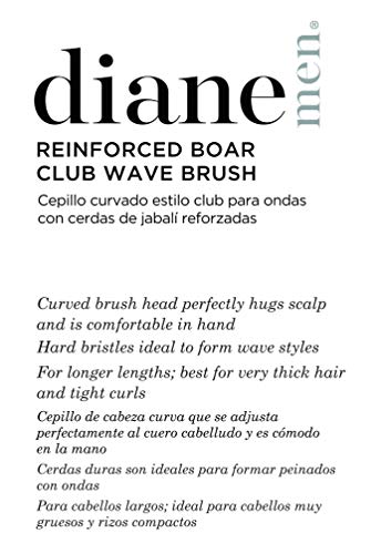 Diane Hard Reinforced Boar Curved Club Wave Hair Brush for Styling and Wave Maintenance, Perfect for Short Cuts, Fades, and Thick, Tight Curls