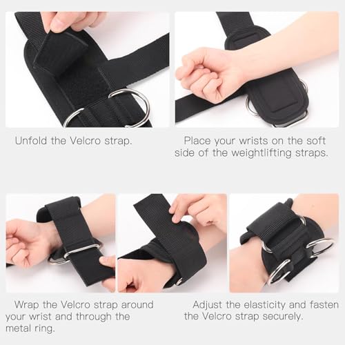 Weight Lifting Straps,Lifting Wrist Straps,Weight Straps,With D-Rings,Wrist Wraps for Weightlifting,for Men and Women for Cable Machines,Deadlifts,Snatches,Pull-Ups