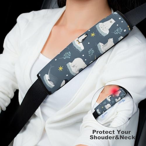 2 Pack Blue Mustard Cute Animals Narwhals Polar Bears Car Seat Straps Shoulder Pads Breathable Shoulder Protector for Elderly Support, Most Cars, Pressure Relief - color: Pattern 1063