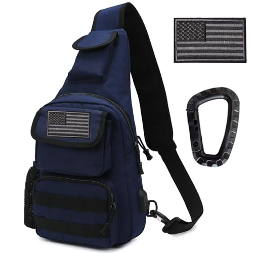 Tactical Shoulder Bag - 1000D Molle Military Backpack Outdoor Daypack Chest Pack (Darkblue) - color: Darkblue